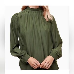 ARITZIA WILFRED Petrichor blouse pullover top ruffle mock neckline dark green M